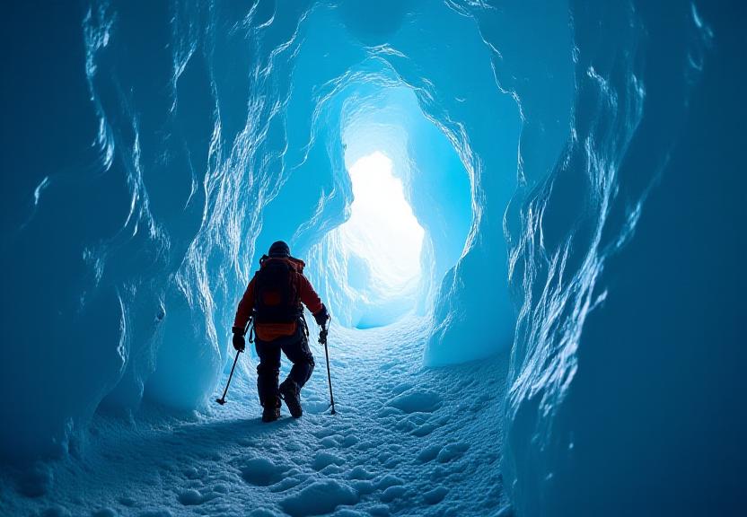 Speleologia in grotta di ghiaccio